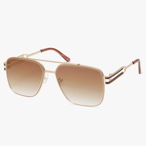 SOJOS Retro Oversized Square Double Bridge Metal Frame Unisex Sunglasses